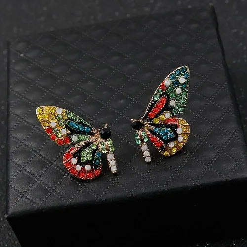 Vista 7 de ShiYsRL - Juego de pendientes de perlas de cristal para mujer, diseño de mariposas, multicolor