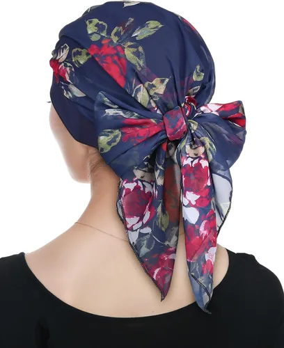Vista 5 de Bufanda larga de gasa para la cabeza, gorro de quimioterapia para mujer