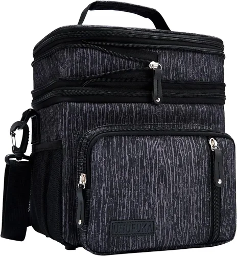 Vista 13 de Bolsa de almuerzo con compartimento doble/para mujer, con aislamiento para el almuerzo, 2 espaciosas, grandes, reutilizables, resistentes al agua