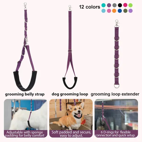 Vista 6 de Lazos de aseo para perros, correas para el vientre para mascotas, bandas para el vientre, color negro, herramientas de aseo cómodas y ajustables