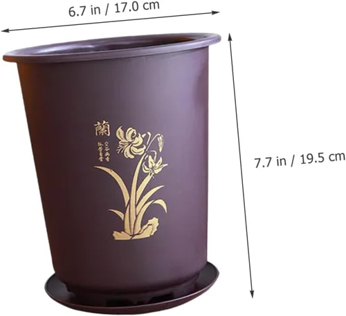 Vista 2 de 3 Sets Orchid Planter Pots with Tray, Plastic Planters for Home Decor