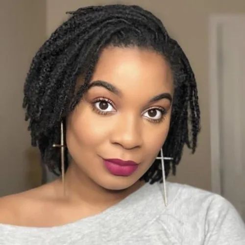 Vista 30 de Extensiones de cabello humano Loc de 0.2 cm de ancho, 4 pulgadas, 30 hebras, negro natural 100% completamente hechas a mano, extensiones