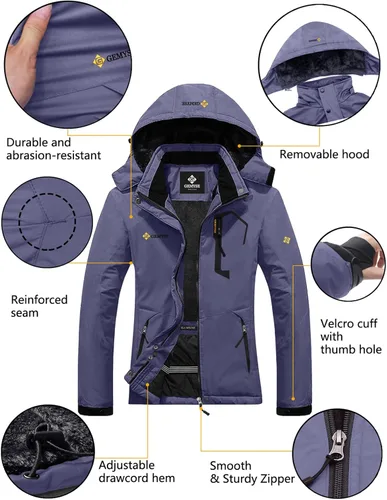 Vista 6 de GEMYSE Women's Mountain Waterproof Ski Snow Jacket Winter Windproof Rain Jacket