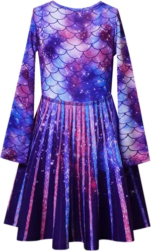 Vista 2 de Jxstar Vestidos de manga larga para niñas, ropa de otoño e invierno, vestido con vuelo