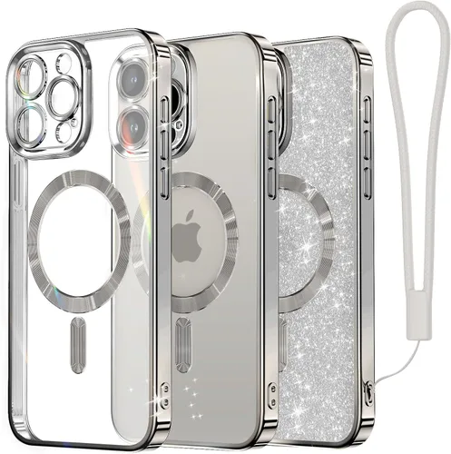 Vista 11 de Meifigno - Funda diseñada para el iPhone 16 Pro de 6.3", [Tarjeta de purpurina y correa para la muñeca] [Compatible con MagSafe]
