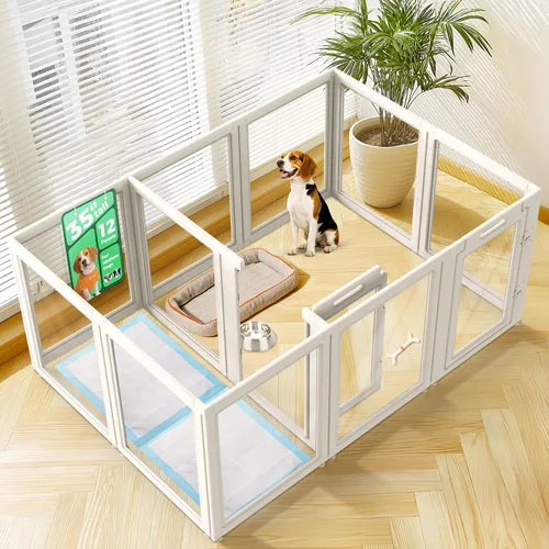 Vista 21 de FXW AuraSpace - Cerca acrílica para perros pequeños, para interiores, 24 pulgadas, 2 paneles, incluye 1 puerta y 1 panel, color negro