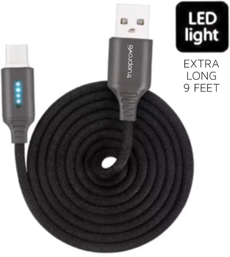 Vista 4 de Cable de carga LED inteligente USB-C de 9 pies para iPhone Access Mophie Battery Cases en X,XR XS 10, 11 teléfonos celulares