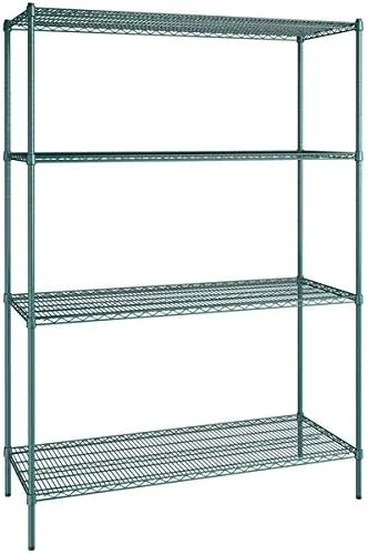 Vista 244 de Kit de 4 estantes de epoxi verde NSF de 21 x 72 pulgadas con postes de 86 pulgadas, estantería de almacenamiento resistente, kit de estantería
