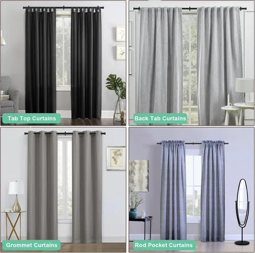 Vista 7 de Paquete de 2 barras de cortina para ventanas de 16-28 pulgadas, barras de cortina de ventana ajustables con remates de tapas finales de aluminio