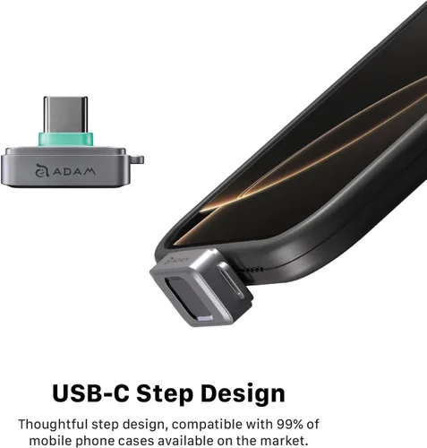 Vista 9 de ADAM elements SSD Flash Drive - iKlips S USB-C Nano Touch Fingerprint SSD de 256 GB para iPhone Serie 15/16/17