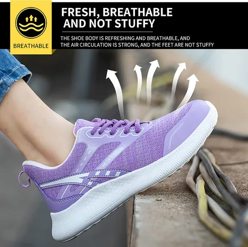 Vista 2 de Zapatos de seguridad para hombre con puntera de acero, zapatillas de trabajo ligeras, transpirables, antideslizantes, resistentes a pinchazos