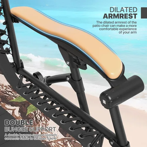 Vista 9 de Magshion Zero Gravity - Juego de 2 sillas reclinables para patio al aire libre con bandeja lateral, reclinables ajustables antigravedad