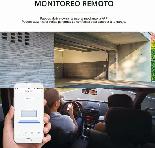 Vista 7 de Tuya WiFi+BT Kit de controlador inteligente para abridor de puerta de garaje, kit de controlador inteligente de garaje, función de temporización