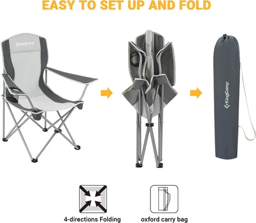 Vista 7 de KingCamp Silla de camping ligera para exteriores, sillas plegables para exteriores, sillas para adultos, silla cuádruple portátil al aire libre