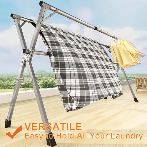 Vista 4 de This Clothes Drying Rack for Laundry, Collapsible Clothes Drying Rack, Stainless Steel Adjustable Garment Rack, Foldable Laundry Drying Rack with 20