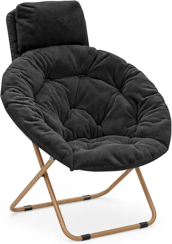 Vista 12 de MoNiBloom Silla redonda plegable de piel sintética con reposacabezas extraíble para adultos, marco de metal, de gran tamaño, cómoda, suave