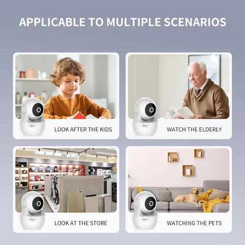 Vista 4 de N_EYE Cámara de seguridad WiFi para el hogar, monitor de bebé, cámara IP inalámbrica con visión nocturna, almacenamiento en la nube de audio