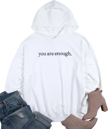 Vista 5 de UNIQUEONE Sudadera con capucha You Are Enough para mujer, sudadera con capucha "Dear Person Behind Me", sudadera de gran tamaño con capucha Love