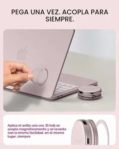 Vista 7 de Satechi OntheGo Hub USB-C 5 en 1, HDMI 4K/60Hz, lector de tarjetas SD Rubor
