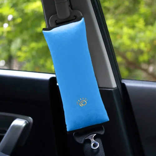 Vista 5 de 2 almohadas azules para cinturón de seguridad para niños, almohada para cinturón de seguridad de bebé, protector de almohada de asiento de automóvil