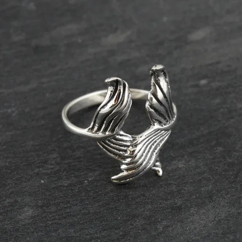 Vista 3 de Plata de Ley Cola de sirena Wrap Anillo de estilo, tamaños 610