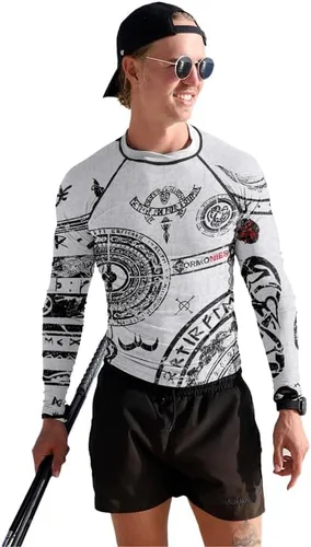 Vista 4 de Viking - Camiseta de compresión para hombre, manga larga, capa base para jiu jitsu