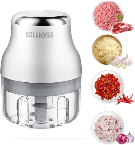 Vista 11 de Picador de verduras, picador eléctrico de ajo de 3.4 fl oz, mini licuadora recargable, potente procesador de alimentos pequeño, licuadora a