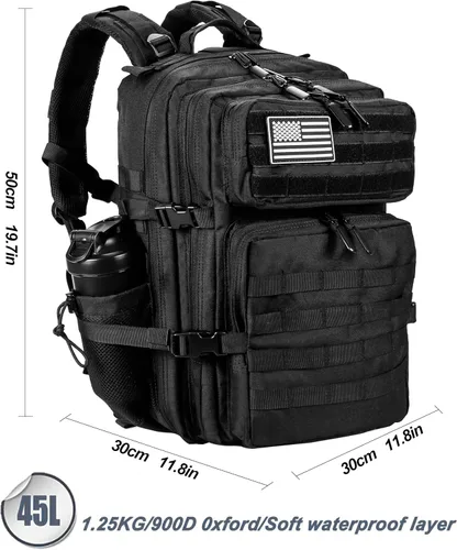 Vista 2 de LHI Mochila Táctica Militar para Hombres y Mujeres 45L Ejército 3 Días Mochila de Asalto Bolsa Mochila Grande con Sistema Molle