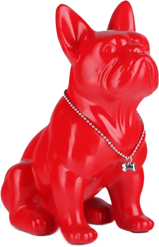 Vista 11 de Estatua negra de bulldog francés, estatua de pug sentado de resina, escultura de bulldog inglés para decoración del hogar, decoración de escritorio