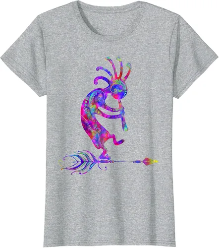 Vista 32 de Native American Kokopelli With Feather 2 - Camiseta Fan Fun, Negro, S