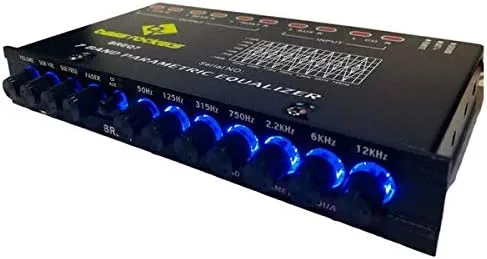 Vista 4 de Bass Rockers BREQ7 7 bandas ecualizador paramétrico para audio de coche estéreo amplificador sub alto nivel altavoz entrada alta potencia delantera
