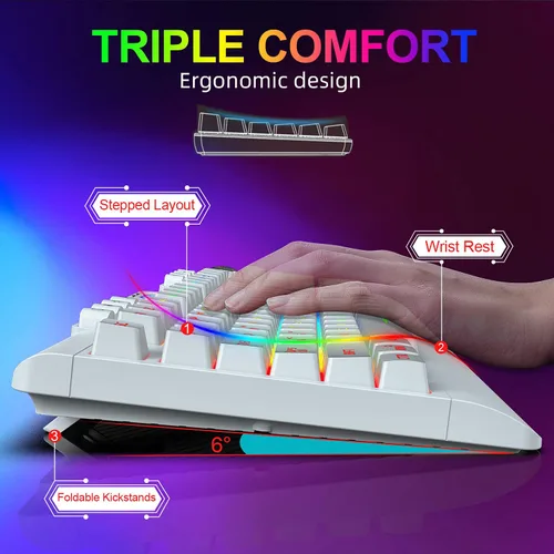 Vista 8 de H8 - Combo de teclado y mouse inalámbricos para juegos, batería recargable con retroiluminación LED de 3800 mAh, teclado anti-ghosting