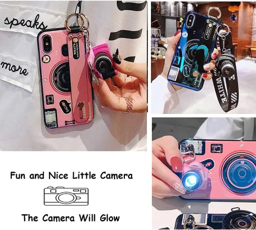 Vista 3 de Bonita funda cruzada compatible con Samsung Galaxy A12 5G, con correa para la muñeca, cordón de soporte y funda para cámara 3D, de silicona suave, a