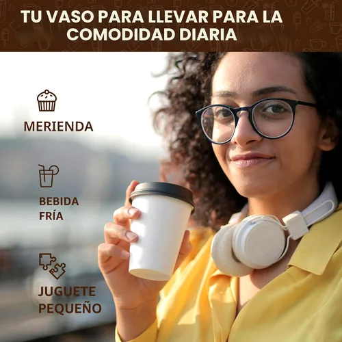 Vista 4 de YEEHAW - Tazas de café desechables de 16 onzas con tapas, paquete de 100 unidades Blanco