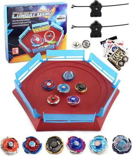 Vista 8 de Juego de trompos AIBREAY 12 trompos giratorios 3 lanzadores Juego de giroscopio de fusión metálica con caja de almacenamiento portátil Regalo