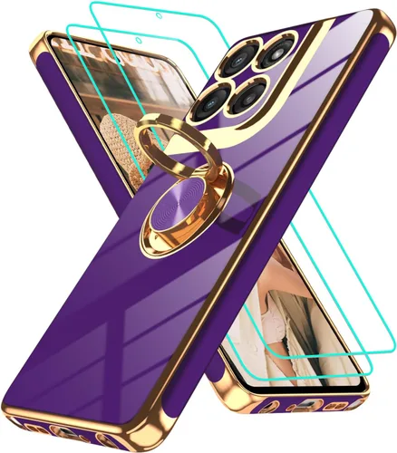 Vista 104 de Funda para Motorola Moto G 5G 2024: Funda Moto G Play 5G 2024 con 2 piezas de protectores de pantalla, soporte de anillo de rotación de 360°