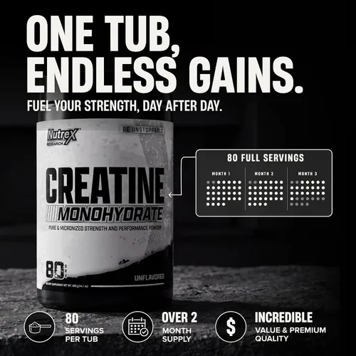 Vista 3 de Nutrex Research Ultra Pure Creatine Monohydrate Powder Unflavored 5G Micronized Creatine Powder for Muscle Gain, Strength, Endurance and Recovery