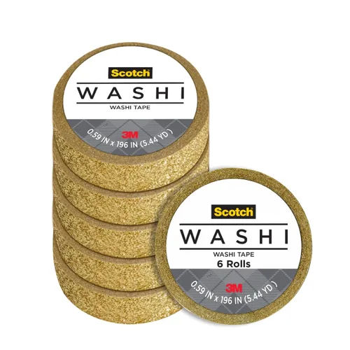 Vista 15 de Scotch Expressions Cinta con purpurina, 0.59 x 196 pulgadas, negro, 6 rollos (C514-BLK)