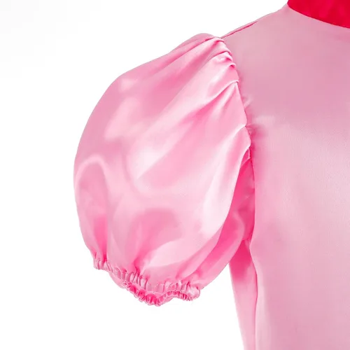 Vista 8 de Yipkorra Disfraz de princesa melocotón para niñas, vestido de melocotón con accesorios para Halloween, cosplay