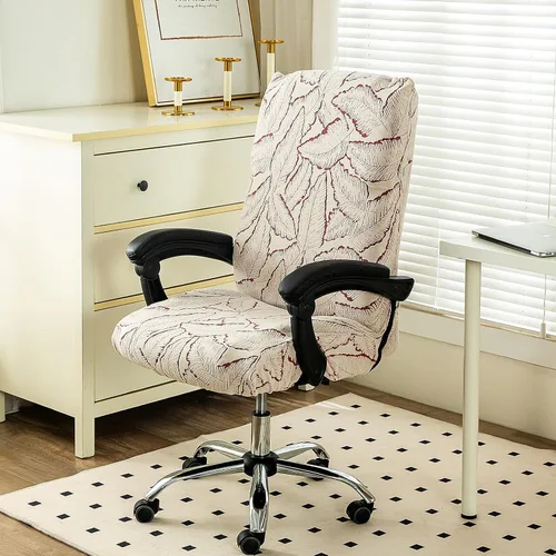 Vista 5 de Funda elástica para silla de computadora estampada, fundas elásticas para silla de oficina, con cremallera duradera, fundas elásticas para silla de 7