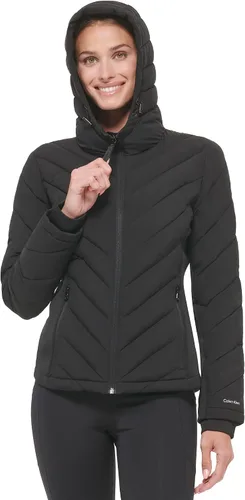 Vista 5 de Calvin Klein Women's Scuba Side Panel and Sleeve Detail Adjustable Hood Zip Pocketspuffer