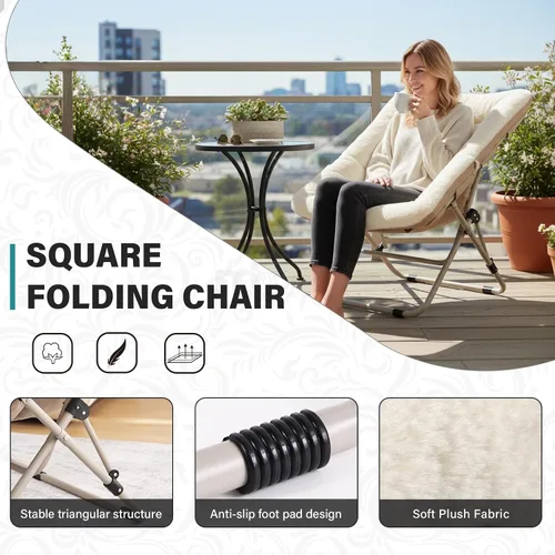 Vista 8 de Tiita Silla Cómoda Plegable, Silla de Acento Plegable de Gran Tamaño de Piel Sintética Suave, Silla de Descanso Perezosa para Niños, Adolescentes