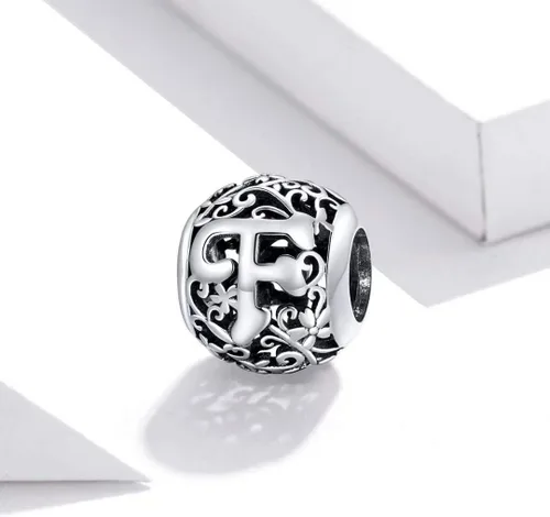 Vista 2 de Presentski Dijes de plata de ley 925 para pulseras, collares, dijes del alfabeto con inicial, letras caladas, cuentas del alfabeto, letras A-Z