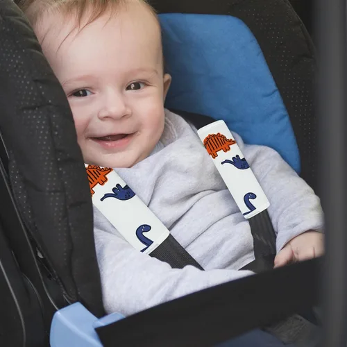 Vista 5 de Funda para correa de bebé para niños, 2 fundas para cinturón de seguridad de automóvil, protector de almohadilla para el cuello para niños recién