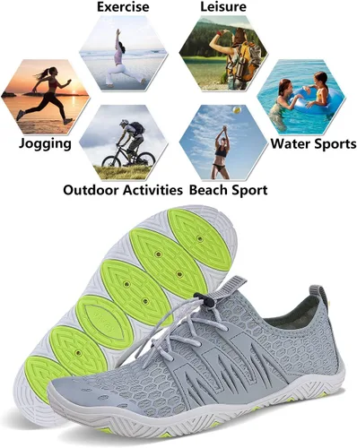 Vista 6 de Zapatos de agua para hombre y mujer, secado rápido, calcetines acuáticos, zapatos de buceo para playa, natación, surf, piscina, yoga, viajes, al