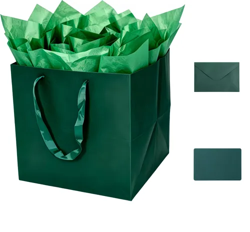 Vista 12 de JUNESHE Bolsa de regalo cuadrada negra grande con asas y papel de seda, 9.84 pulgadas, gran envoltura de regalo gigante para cumpleaños, boda