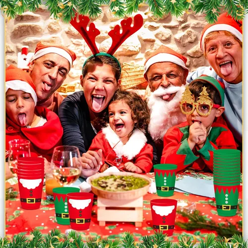 Vista 7 de Nuenen 24 vasos de Navidad reutilizables de 16 onzas para chocolate caliente, café, cerveza, helado, invierno, fiesta de Navidad, suministros