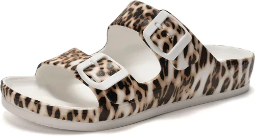 Vista 25 de FUNKYMONKEY - Sandalias bajas cómodas para mujer, hechas de etilvinilacetato, ajustables con hebilla doble
