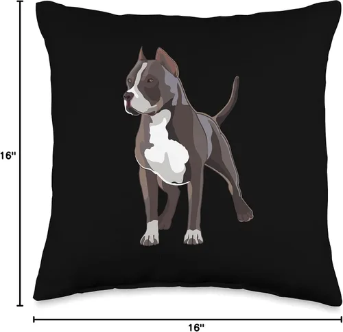 Vista 4 de American Bully Dog Lover Owner Ilustration American Bully Owner Ilustration for Dog Lover Throw Pillow, 16.0 x 16.0 in, multicolor