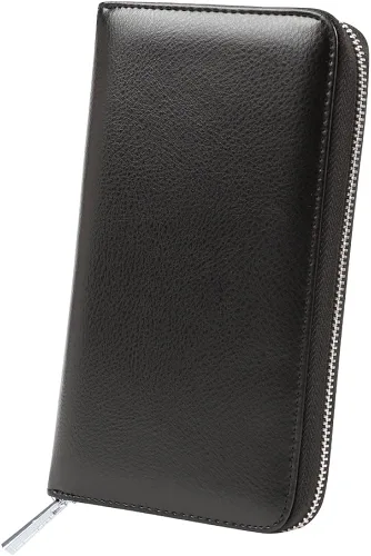 Vista 2 de Cynure Cartera grande de cuero con cierre RFID para mujer, 36 ranuras